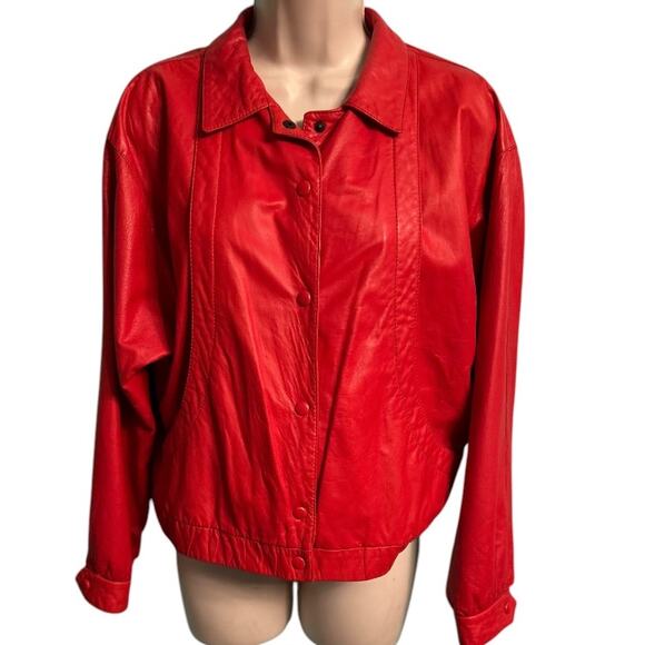 Perfect Vintage Bally of Switzerland Red Supple Leather Bomber jacket Women’s 6 - Picture 2 of 16